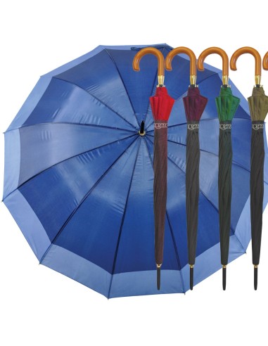 lorenzo ombrello grande con 12 bacchette automatico - manico marrone: tuttocasashop.it: altro - bazar