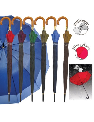 lorenzo ombrello grande con 12 bacchette automatico - manico marrone: tuttocasashop.it: altro - bazar