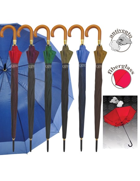 lorenzo ombrello grande con 12 bacchette automatico - manico marrone: tuttocasashop.it: altro - bazar