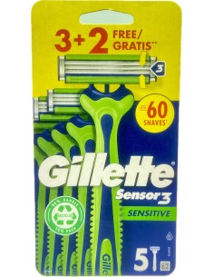 gillette sensor3 rasoi radi e getta trilama - 5 pezzi - sensitive: tuttocasashop.it: igiene e cura della persona