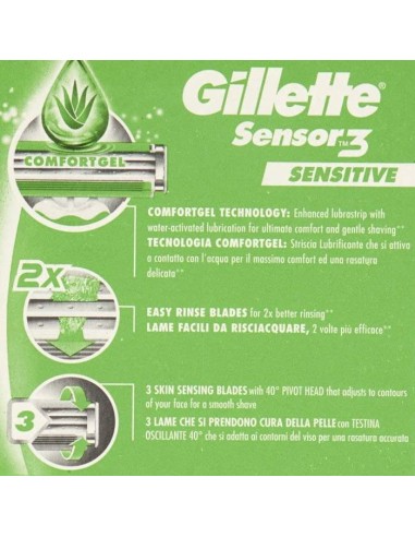 gillette sensor3 rasoi radi e getta trilama - 5 pezzi - sensitive: tuttocasashop.it: igiene e cura della persona