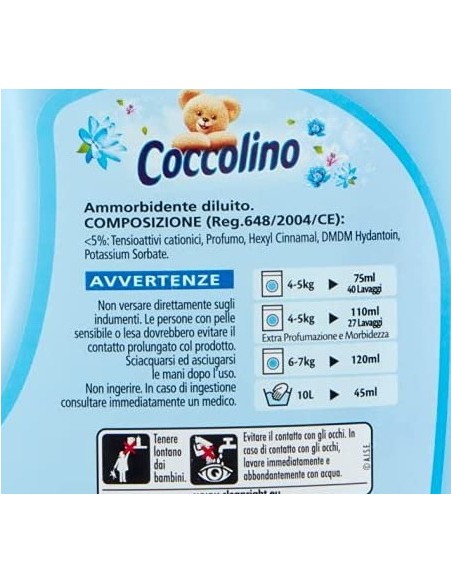 coccolino ammorbidente - 3 litri - 40 lavaggi - aria di primavera: tuttocasashop.it: prodotti per bucato e tessuti