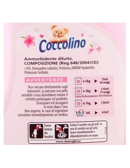 coccolino ammorbidente - 3 litri - 40 lavaggi - sensazione seta: tuttocasashop.it: prodotti per bucato e tessuti