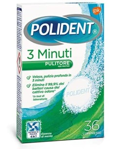 polident 36 compresse effervescenti - 3 minuti - pulizia dentiere e protesi: tuttocasashop.it: igiene e cura della persona