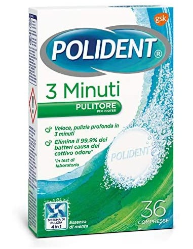 polident 36 compresse effervescenti - 3 minuti - pulizia dentiere e protesi: tuttocasashop.it: igiene e cura della persona