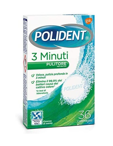 polident 36 compresse effervescenti - 3 minuti - pulizia dentiere e protesi: tuttocasashop.it: igiene e cura della persona