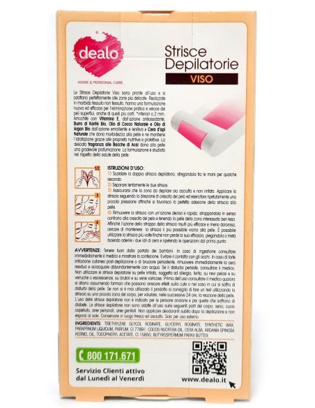 dealo strisce depilatorie pronte viso - 10 pezzi - con argan: tuttocasashop.it: igiene e cura della persona
