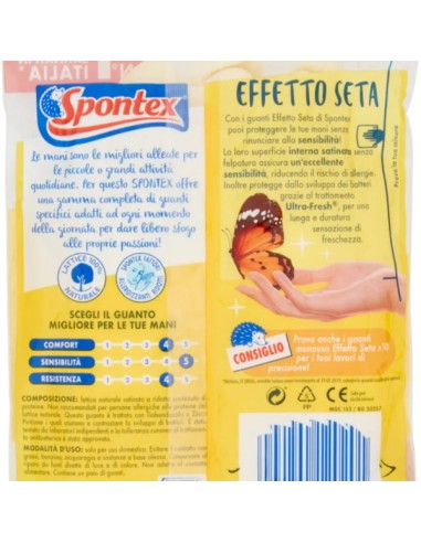 spontex guanti in gomma multiuso - effetto seta - taglia m media 7.5: tuttocasashop.it: pulizia e cura della casa
