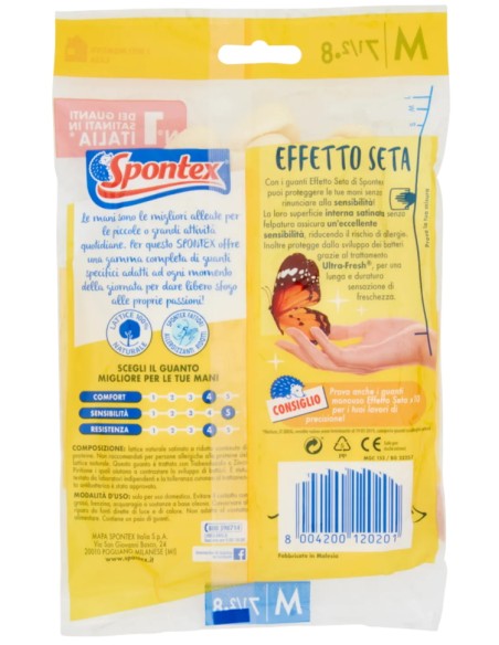 spontex guanti in gomma multiuso - effetto seta - taglia m media 7.5: tuttocasashop.it: pulizia e cura della casa