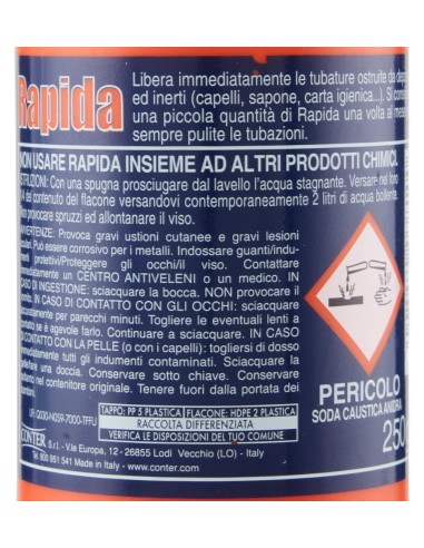 rapida disgorgante granulare - 250 gr. - stura e libera scarichi da ingorghi: tuttocasashop.it: pulizia e cura della casa