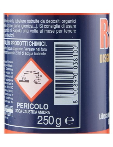 rapida disgorgante granulare - 250 gr. - stura e libera scarichi da ingorghi: tuttocasashop.it: pulizia e cura della casa