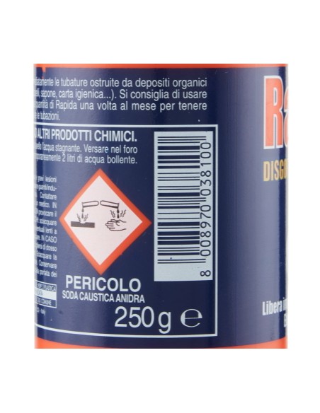 rapida disgorgante granulare - 250 gr. - stura e libera scarichi da ingorghi: tuttocasashop.it: pulizia e cura della casa
