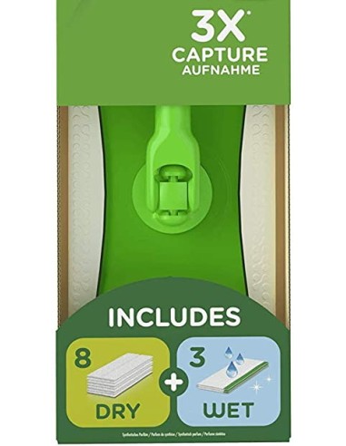 swiffer kit sistema completo - scopa + 8 panni catturapolvere + 3 umidific.: tuttocasashop.it: pulizia e cura della casa