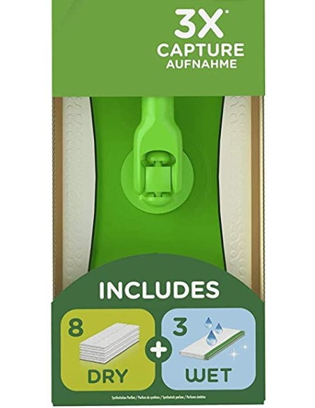 swiffer kit sistema completo - scopa + 8 panni catturapolvere + 3 umidific.: tuttocasashop.it: pulizia e cura della casa