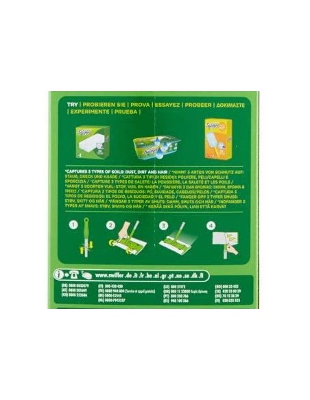 swiffer kit sistema completo - scopa + 8 panni catturapolvere + 3 umidific.: tuttocasashop.it: pulizia e cura della casa
