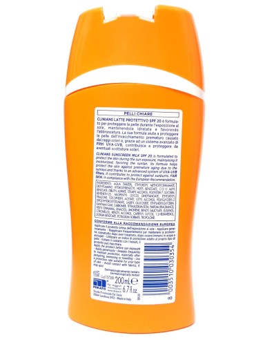 clinians anti age latte protettivo solare - 200ml - spf 20 protezione media: tuttocasashop.it: igiene e cura della persona