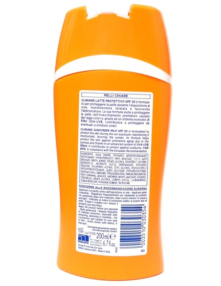 clinians anti age latte protettivo solare - 200ml - spf 20 protezione media: tuttocasashop.it: igiene e cura della persona