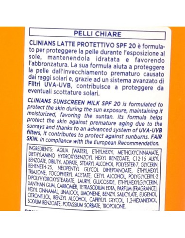 clinians anti age latte protettivo solare - 200ml - spf 20 protezione media: tuttocasashop.it: igiene e cura della persona