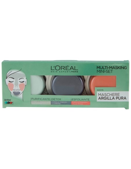 l'oreal skin expert multi-masking maschere viso argilla pura - mini set tris: tuttocasashop.it: igiene e cura della persona