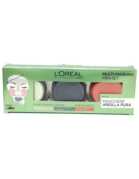 l'oreal skin expert multi-masking maschere viso argilla pura - mini set tris: tuttocasashop.it: igiene e cura della persona