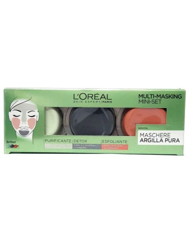 l'oreal skin expert multi-masking maschere viso argilla pura - mini set tris: tuttocasashop.it: igiene e cura della persona