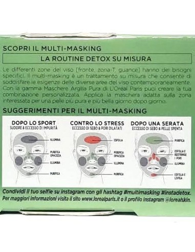 l'oreal skin expert multi-masking maschere viso argilla pura - mini set tris: tuttocasashop.it: igiene e cura della persona