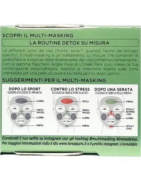 l'oreal skin expert multi-masking maschere viso argilla pura - mini set tris: tuttocasashop.it: igiene e cura della persona