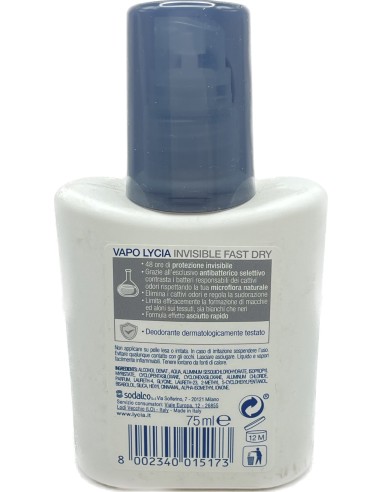 lycia deodorante vapo no-gas 75ml - invisible dry - non macchia: tuttocasashop.it: igiene e cura della persona