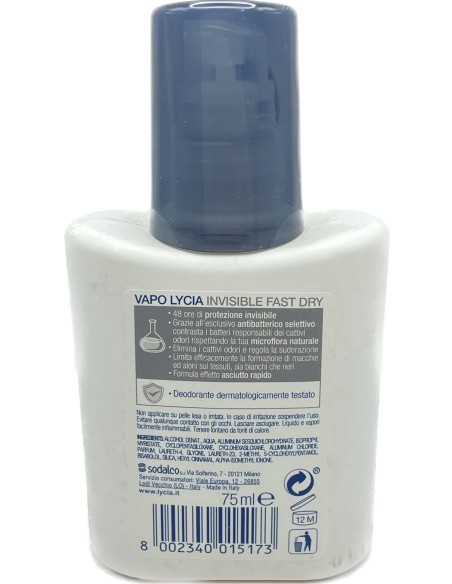 lycia deodorante vapo no-gas 75ml - invisible dry - non macchia: tuttocasashop.it: igiene e cura della persona