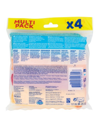 spontex microfibre collection - 4 panni 30x30cm - multi pack: tuttocasashop.it: pulizia e cura della casa