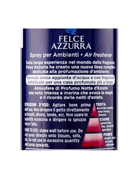 felce azzurra aria di casa deodorante - spray 250ml - notte d'estate: tuttocasashop.it: pulizia e cura della casa