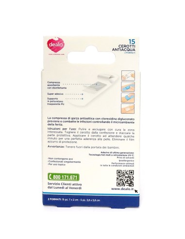 dealo 15 cerotti antiacqua - 10pz 7x2cm - 5pz 4x4cm - impermeabili sottili: tuttocasashop.it: igiene e cura della persona