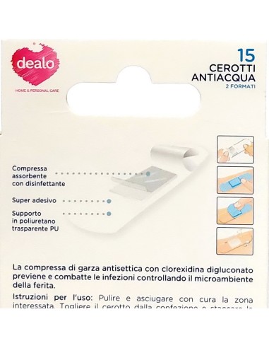 dealo 15 cerotti antiacqua - 10pz 7x2cm - 5pz 4x4cm - impermeabili sottili: tuttocasashop.it: igiene e cura della persona