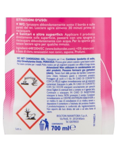 wc net detergente per wc 700ml - candeggina profumata gel: tuttocasashop.it: pulizia e cura della casa