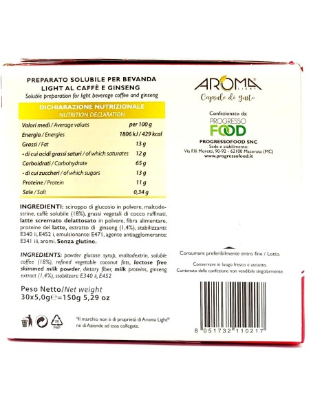 aroma light 30 capsule di gusto ginseng light senza lattosio - per nespresso: tuttocasashop.it: altro - bazar