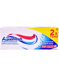 aquafresh dentifricio 75ml - 2 tubi - tripla protezione - menta fresca 24h: tuttocasashop.it: igiene e cura della persona