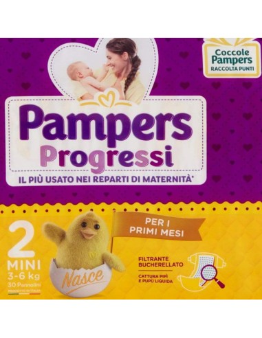 pampers progressi pannolini - taglia 2 mini 3-6kg - 30 pezzi: tuttocasashop.it: igiene e cura della persona