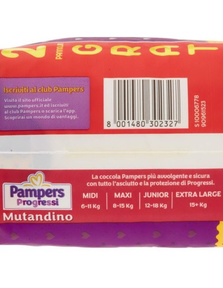 pampers progressi pannolini - taglia 2 mini 3-6kg - 30 pezzi: tuttocasashop.it: igiene e cura della persona