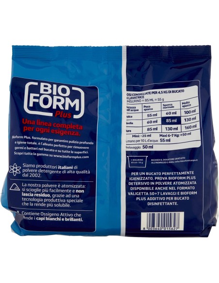 bioform detersivo lavatrice in polvere - 18 misurini - 990g - igienizzante: tuttocasashop.it: prodotti per bucato e tessuti