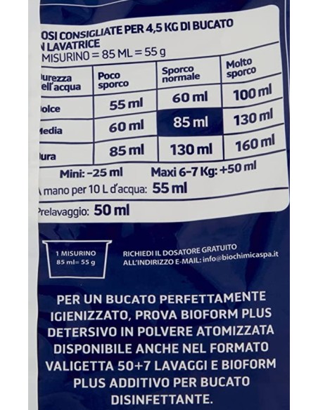 bioform detersivo lavatrice in polvere - 18 misurini - 990g - igienizzante: tuttocasashop.it: prodotti per bucato e tessuti