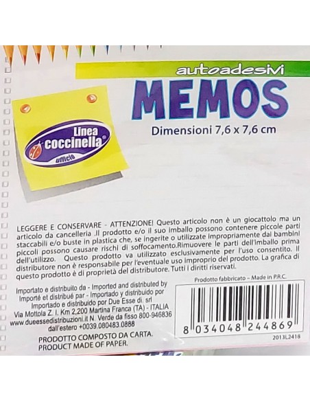 post-it memos appunti adesivi - quadrati 76x76mm - vari colori: tuttocasashop.it: altro - bazar