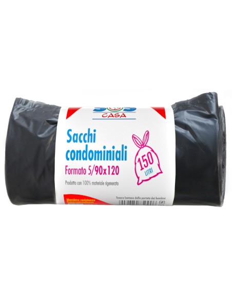 sos sacco rifiuti misura condominiale 90x120cm - 5 pezzi - neri - resistenti: tuttocasashop.it: pulizia e cura della casa