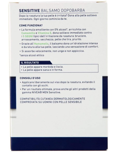 nivea for men after shave sensitive - 100ml - balsamo dopobarba senza alcool: tuttocasashop.it: igiene e cura della persona