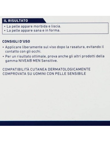 nivea for men after shave sensitive - 100ml - balsamo dopobarba senza alcool: tuttocasashop.it: igiene e cura della persona