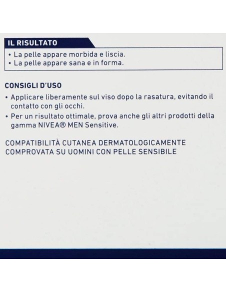 nivea for men after shave sensitive - 100ml - balsamo dopobarba senza alcool: tuttocasashop.it: igiene e cura della persona