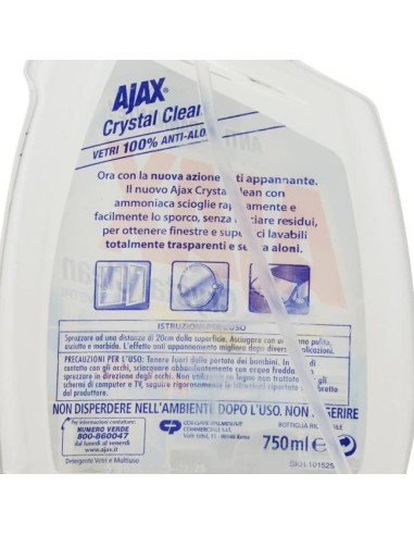 ajax crystal detergente spray per vetri e specchi - 600ml: tuttocasashop.it: pulizia e cura della casa