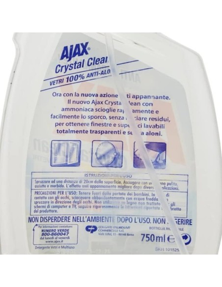 ajax crystal detergente spray per vetri e specchi - 600ml: tuttocasashop.it: pulizia e cura della casa
