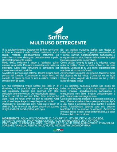 soffice 60 salviettine umidificate milleusi - family - aloe e pantenolo: tuttocasashop.it: igiene e cura della persona