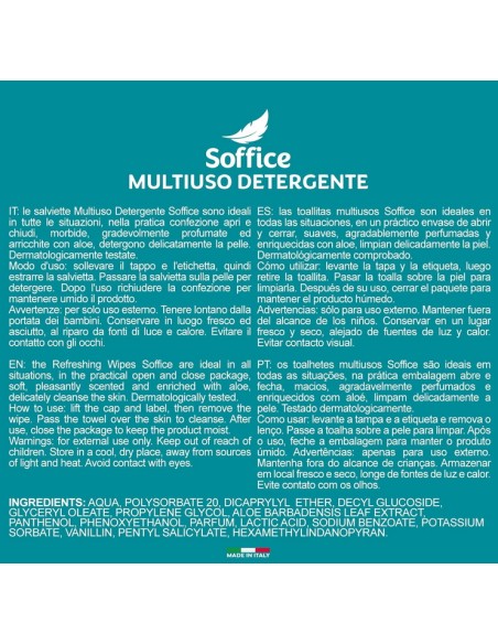 soffice 60 salviettine umidificate milleusi - family - aloe e pantenolo: tuttocasashop.it: igiene e cura della persona