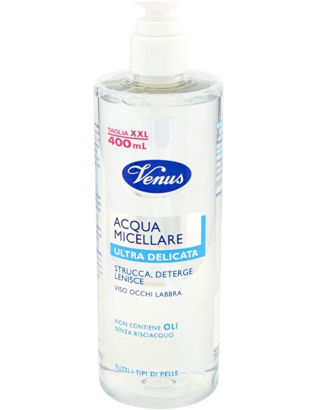 venus acqua micellare 400ml - ultra delicata - struccante viso occhi labbra: tuttocasashop.it: igiene e cura della persona